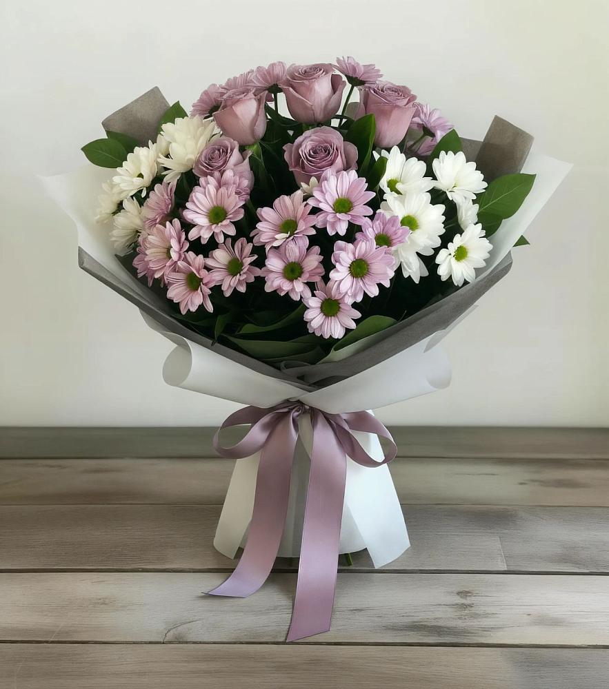 Букет цветов из: Хризантемы и Розы в Слободском