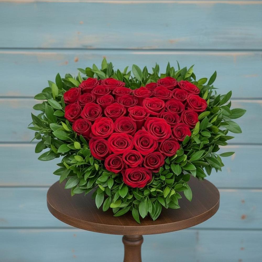 Цветочная композиция из Розы в виде сердца в Слободском