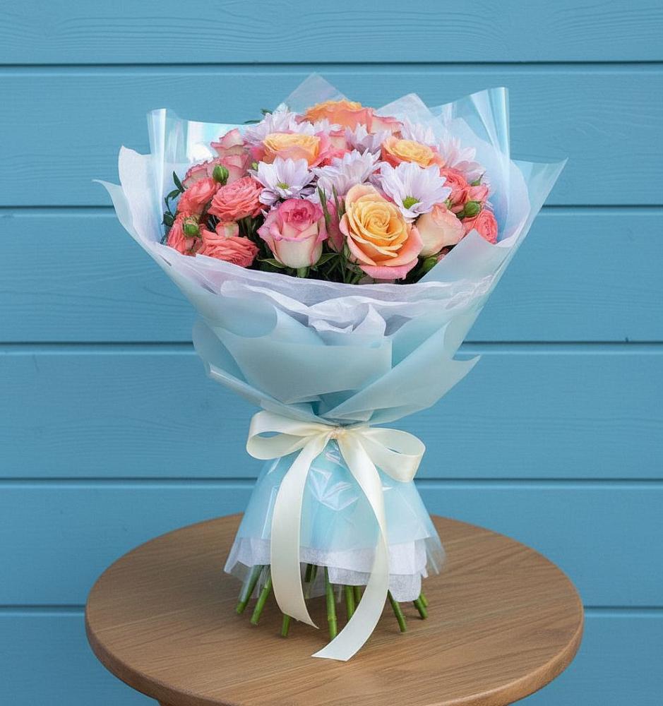 Букет цветов из: Хризантемы и Розы в Слободском